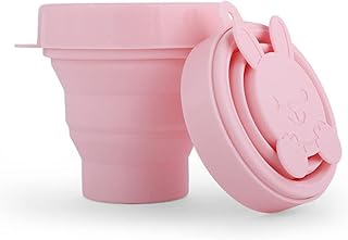 YIKEXIAOSHULIN Collapsible Cup,Pink Collapsible Travel Cup Collapsible Silicone Cup Lightweight Foldable Cup Camping Cup with Lid for Traveling Hiking Camping Picnic Collapsible Coffee Cup (Pink)