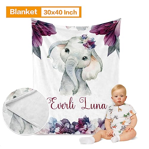 Duckbe Personalized Baby Crib Bedding Set: Custom Baby Girl Crib Bedding Set Nursery Blanket Crib Sheet Changing Pad Cover with Purple Peony Elephant Purple Bedding