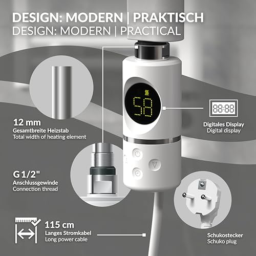 Régulateur de température blanc 900W ML-Design pour sèche-serviette électrique