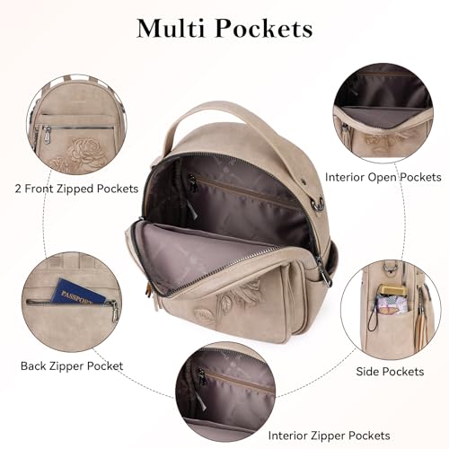 Image of Mini Backpack Purse for Women,Vegan Leather Small Backpack for Daily | Embossed Lightweight Water-Resistance Travel Mini Fashion Daypack Bag,Ladies Casual Backpack Purse Gift Choice for Women
