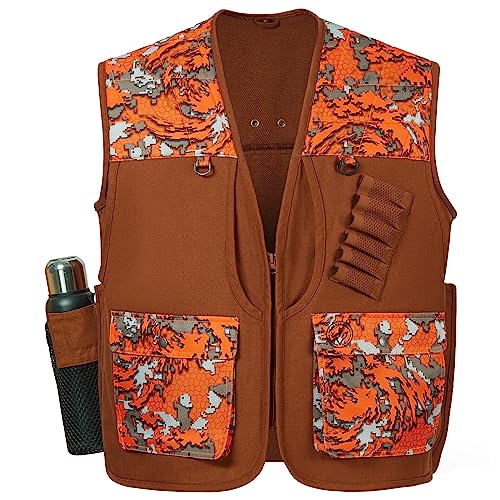 Bassdash Upland Game Field Water-Resistant Bird Hunting Vest With Multi Pockets Brown/Orange Men Women Fv11 thumb #3