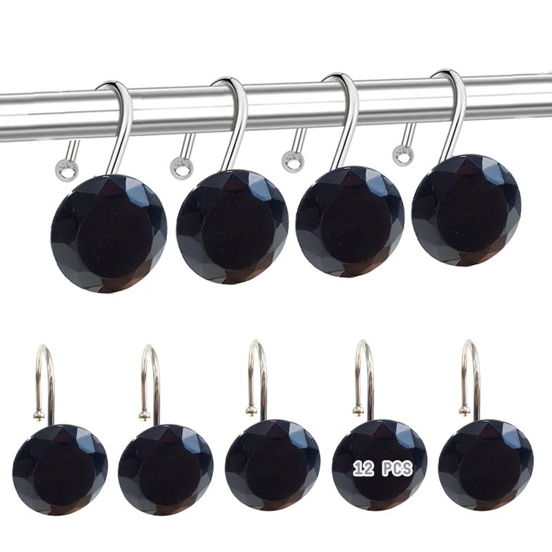 La Mejor Lista de Cortinas, ganchos y revestimientos de ducha más recomendados. 45 Frokom Ganchos de Cortina de Ducha para Baño, Juego de 12 Ganchos Decorativos de Cortina de Acrílico para Regadera,Diamantes de Imitación Decorativos para Cortinas de Ducha,...