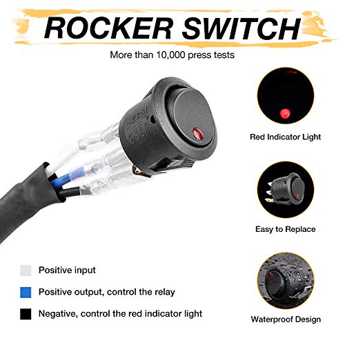 Wiring Harness 2 Lead, Niking Auto Heavy Duty Nylon Wiring Harness Kit For Led Light Bars Fog Lights Driving Lights Work Lights 12V 40A Rock Switch Relay Fuse For Trucks Atv Utv Boat #TOP4