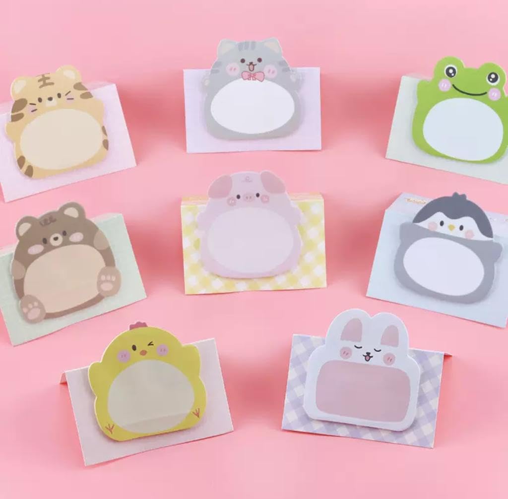 Animal Shape Sticky Note Pads Self-Stick Notes School Accessories for Kids (Multicolour Pack of 4)