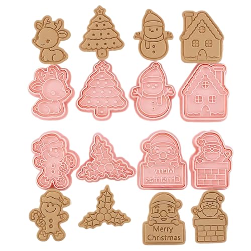 Sucritude Pequeño Cortador de Galletas Navideñas | 8 Piezas De Sellos Para Repostería,Molde Para Empanadillas Manuales | Para Reposteros Caseros Principiantes Reuniones Familiares Hornear Fin De