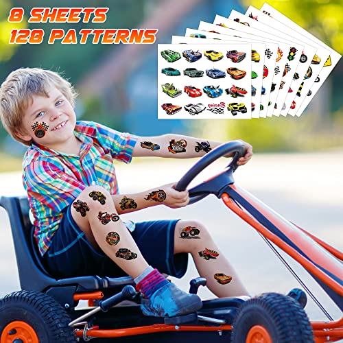 Gifolavy CAR12 128Pcs Hot Temporary Tattoos 8 Sheets Race Cars Birthday Party Supplies Decorations Favors Fake Tattoos Stickers thumb #2