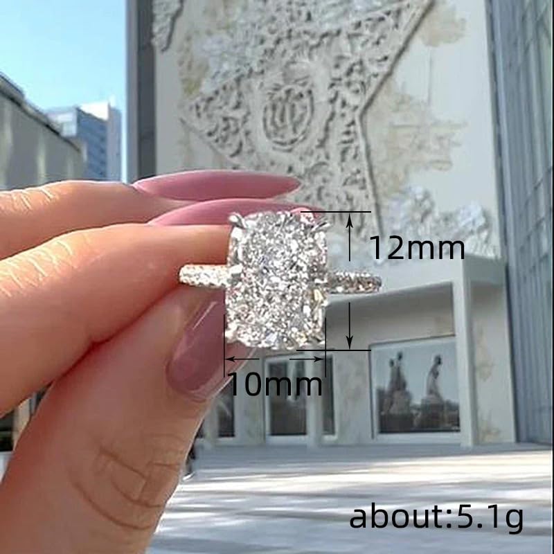 Htayekog 3.5 Carat Elongated Oval Cut Engagement Ring for Women Rectangular Thin Circle Exaggerated Super Sparkly Index Ring Gold Plated 925 Sterling Silver Simulated Diamond Promise Ring（7）