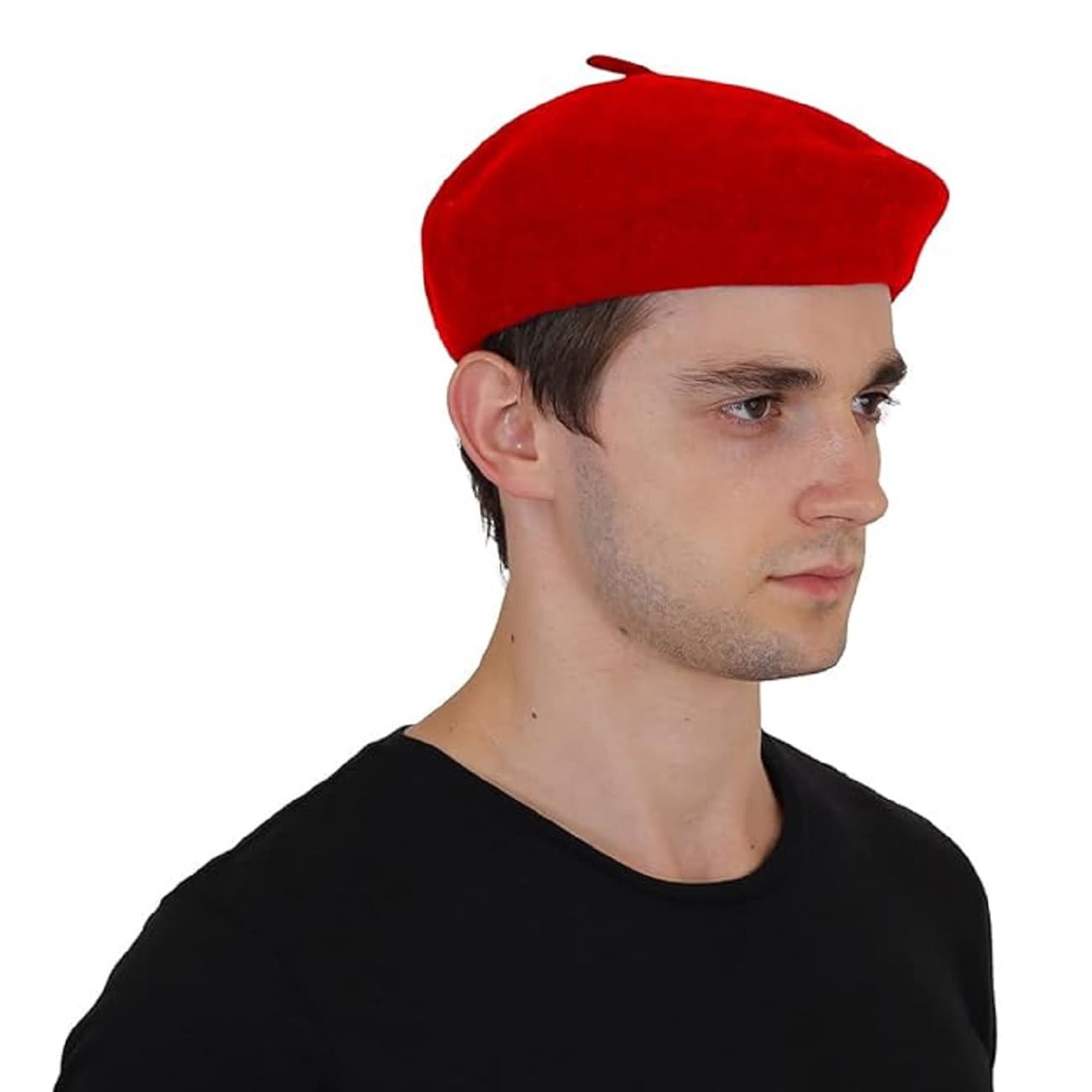 Unisex Wool Blend French Artist Beret Cap (Red, Free Size)-image-46