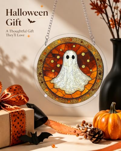 Image of Acrylic Jigsaw Puzzle Suncatcher Halloween Ghost Adult Puzzles Gifts 6.3 inch