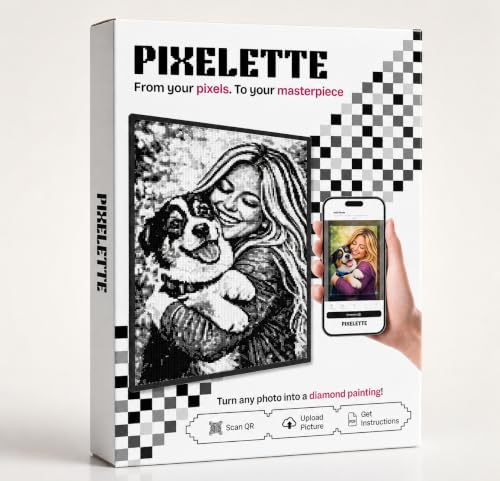 Pixelette Mono DIY Diamond Art Kit, A4, 16,000+ Diamonds - Image 2