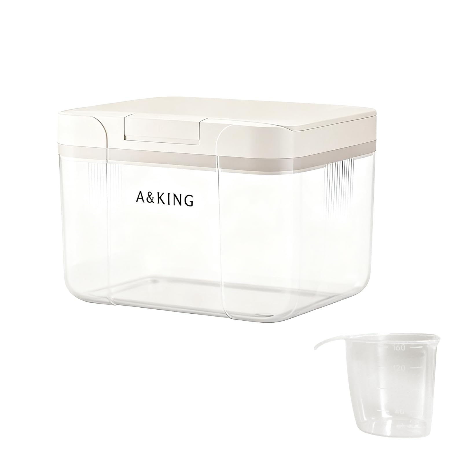 2,9 L Recipientes Herméticos para Alimentos, Caja de Almacenamiento Tapa a Presión con Cuchara Medidora en PET de Grado Alimenticio,Dosificador Detergente Lavadora
