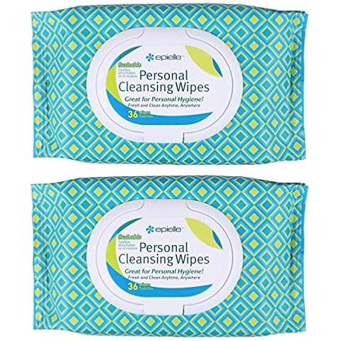 Epielle Personal Cleansing Wipes | Natural Ingredients | Flushable Wet Wipes | Travel Size, Daily Use | 2 Pack | Korean Skincare Cover