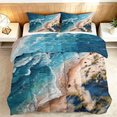 Edredón de 7.5 tog reversible de olas de playa 200x200 cm ligero 5