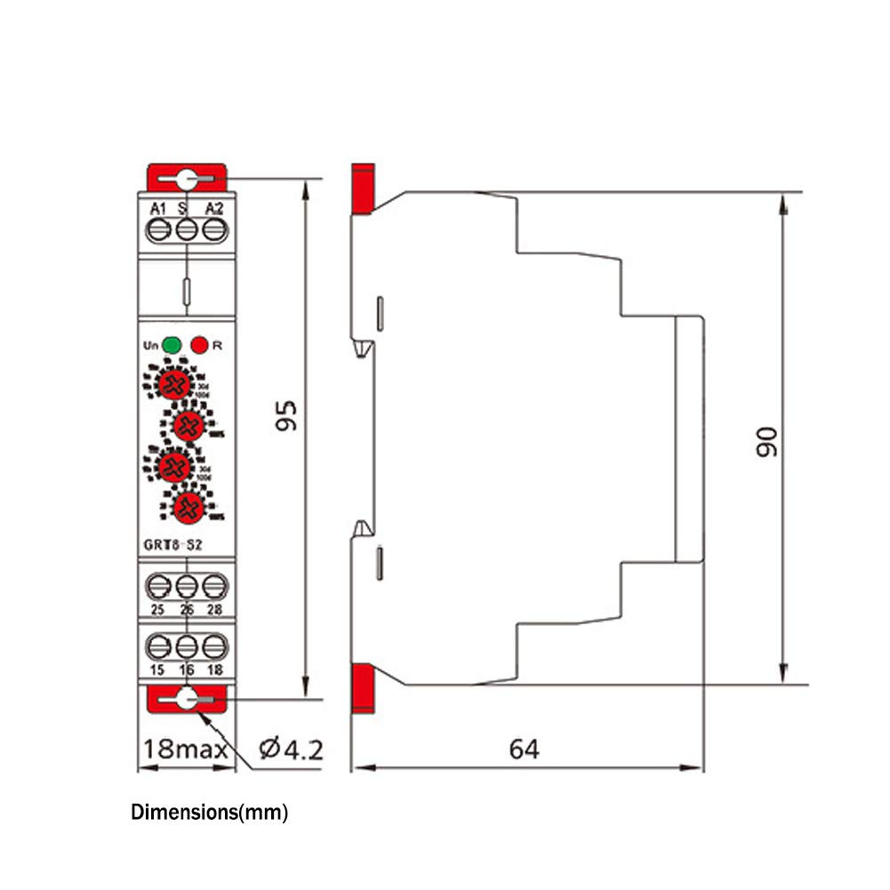 Image secondaire de Minuterie à Cycle Asymétrique GRT8-S1 Minuterie Relais de Répétition du Temps de Cycle on/Off AC/DC12-240V(50-60Hz)