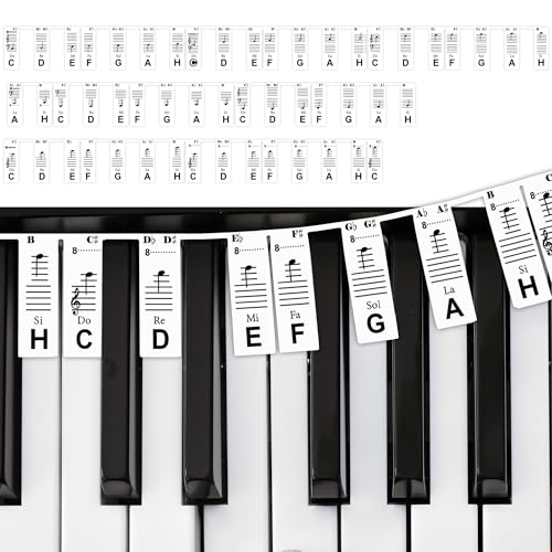GPXIIZ Guide Des Notes De Piano pour Débutants | Étiquettes Amovibles de Notes de Clavier Piano pour 88 Touches | Allemand C-D-E-F-G-A-H | En silicone | Pas...