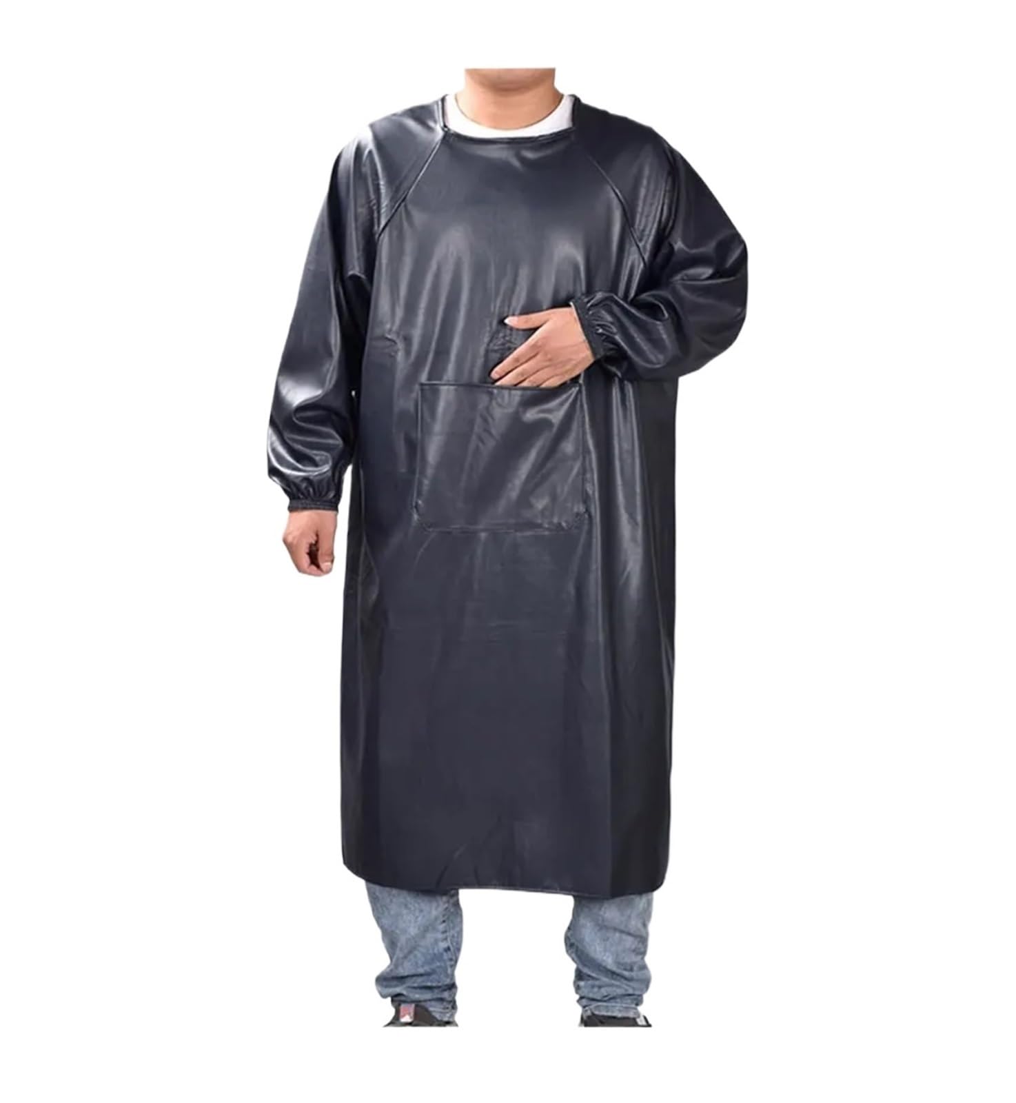 delantal cocina Monos de cuero suave impermeables a prueba aceite, delantales manga larga, ropa inversa for hombres y mujeres adultos, trabajo cocina