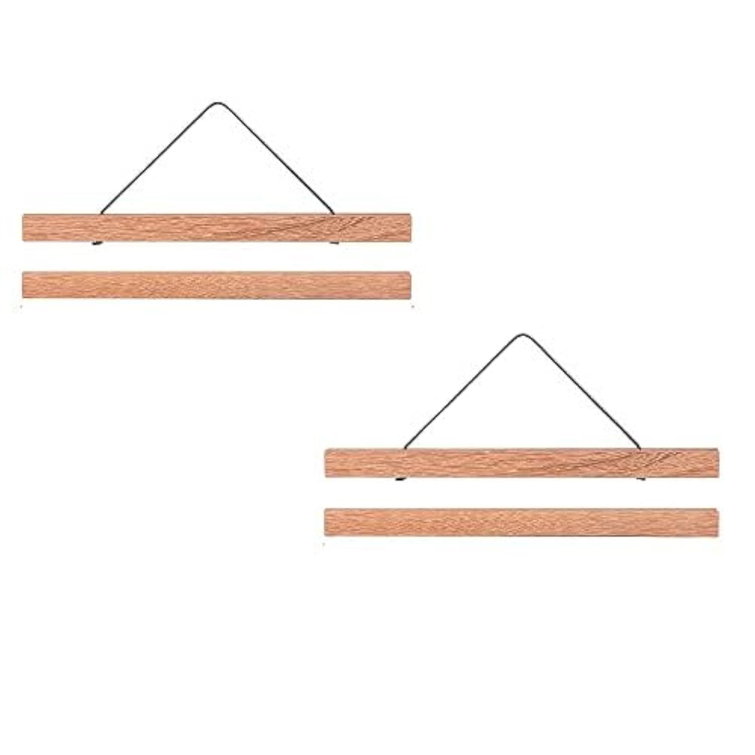MUXHEL Set di 4 listelli per poster, formato A3, lunghezza 31 cm, guida magnetica per poster, poster in legno, poster per appendere foto, cornice