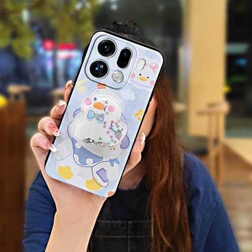Phone Case Compatible with OPPO Find X9 Pro, Skin feel silicone Quicksand Simplicity Waterproof Design Cartoon Rotatable stand T