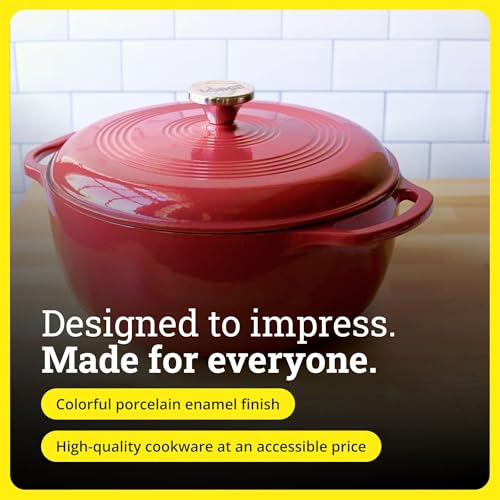 Lodge Essential Enamel Cast Iron Dutch Oven, 6 Quart, Cranberry - image 6