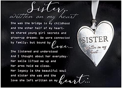 Sister Pewter Memorial Heart Boxed Gift Ornament with Sentimental Poem