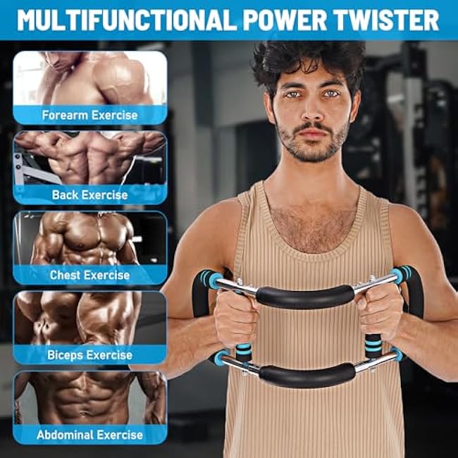 Twister Arm Trainer, 60-120lbs Adjustable Chest Workout Equipment,Portable Spring Resistance Arm Strengthener, at Home Workout Equipment,Gifts for Men & Women (Blue)