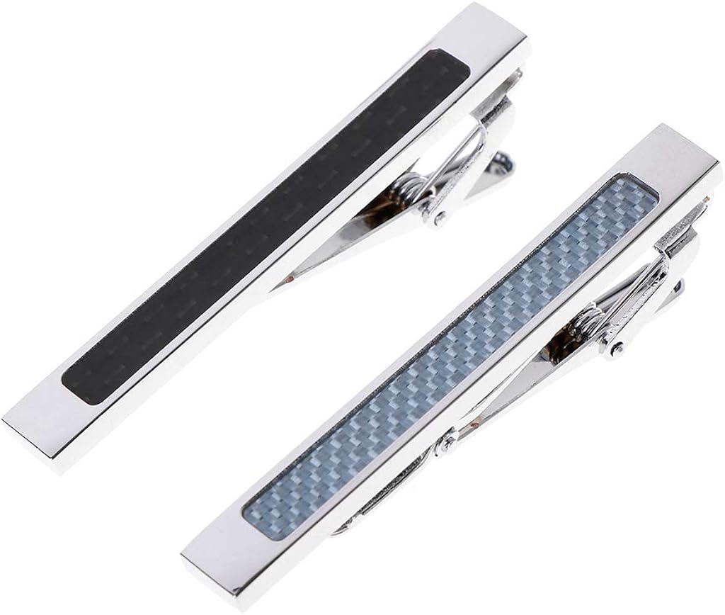 Lot de 2 pinces à cravate en fibre de carbone, 2 pinces à cravate pour
