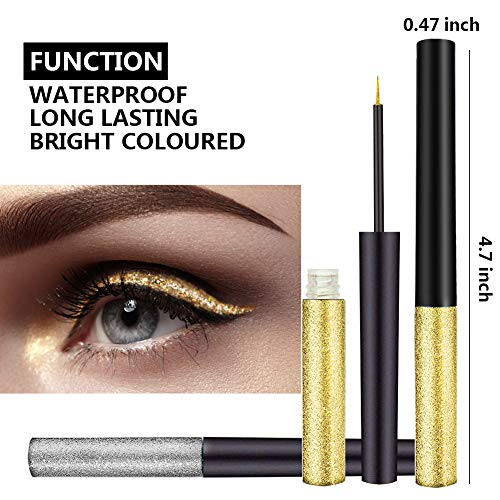 Glitter Liquid Eyeliner Hisight 12 Colors Waterproof Shimmer Metallic Colorful Eyeliners, High Pigmented Bright Silver Gold Green Eye Liner Pen Set (12 PCS) - Thumbnail 7