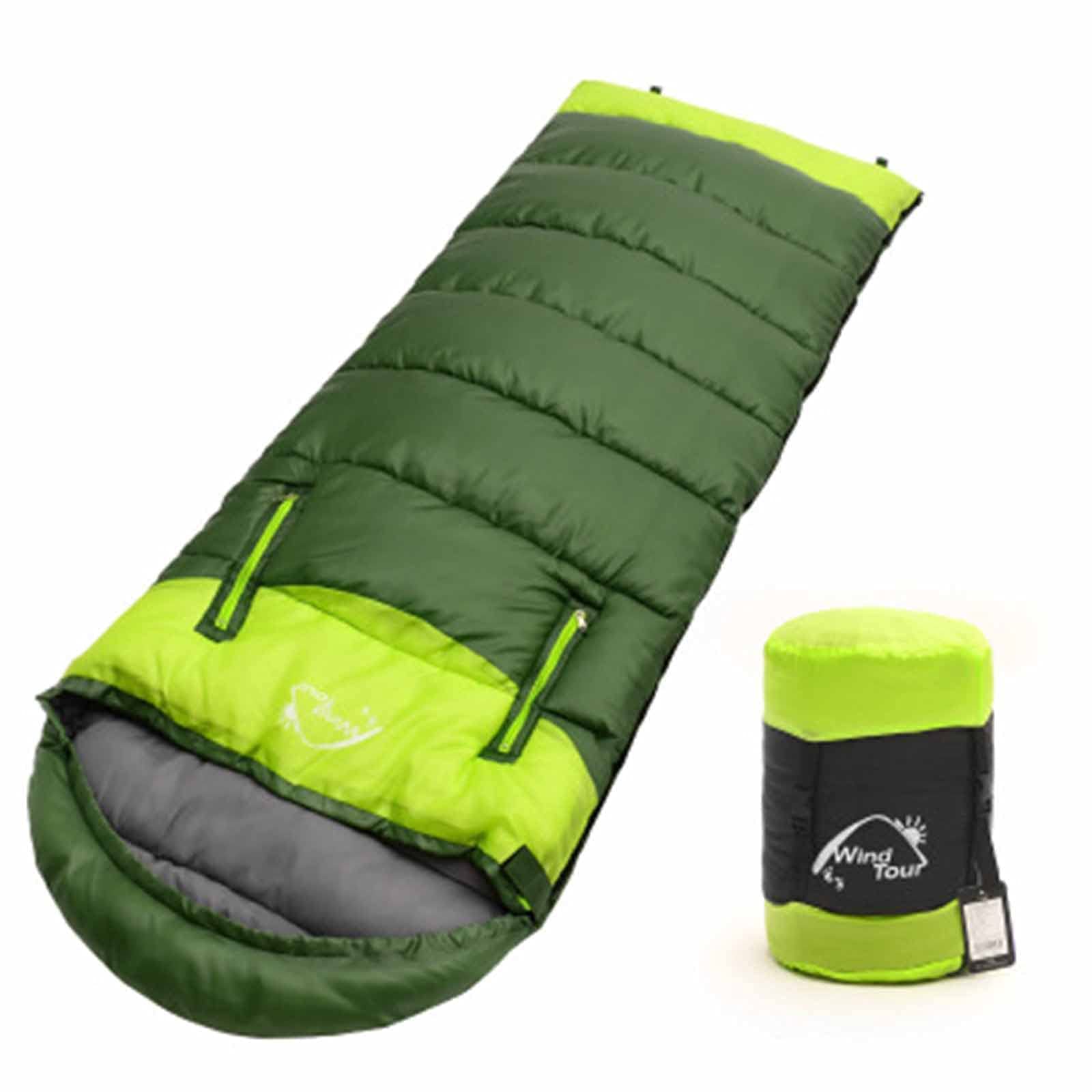 Warm Weather Sleeping Prostokątny śpiwór kempingowy 3-Season Comfort Pojedyncze śpiwory z plecakiem (zielony prawy 1,65 kg)