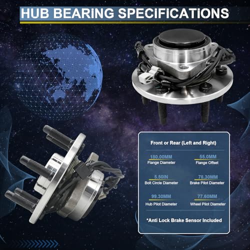 DJB 515054 2WD Front Wheel Hub and Bearing Assembly fits for 1999-2006 Chevy Silverado 1500, for GMC Sierra 1500 2000-2006 Tahoe Suburban 1500 Yukon, for Cadillac Escalade 2002-2006, 6Lug w/ABS by DJB - Image 3