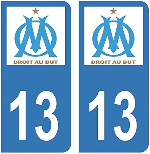 Stickers OM Olympique de Marseille pour plaques immatriculation voiture - Bleu
