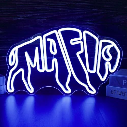 Football Team Neon Sign Bills Mafia Neon Lights Buffalo Inspired LED Light for Man Cave Football Club Wall Art Decor Ideal Gift for Football Fans and Teens(16.5 * 9.8inch)