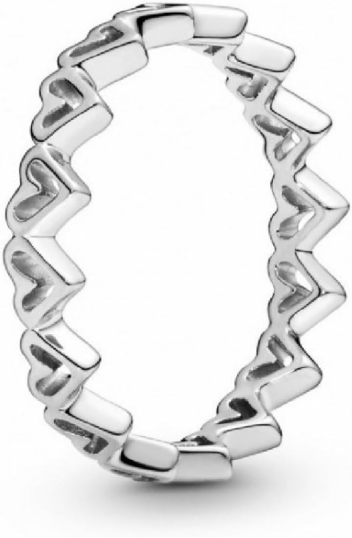 Pandora Freehand Hearts Ring - Silver Ring for Women - Layering or Stackable Ring - Gift for Her - Sterling Silver
