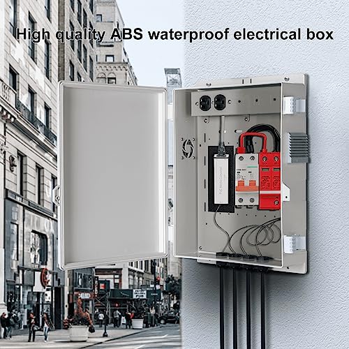Image of Namunanee Outdoor Electrical Junction Box with High Power Outlet, ABS Water Resistant Enclosure with Internal Mounting Panel & Hinged Cover (16 inch H* 12 inch L* 4 inch W)