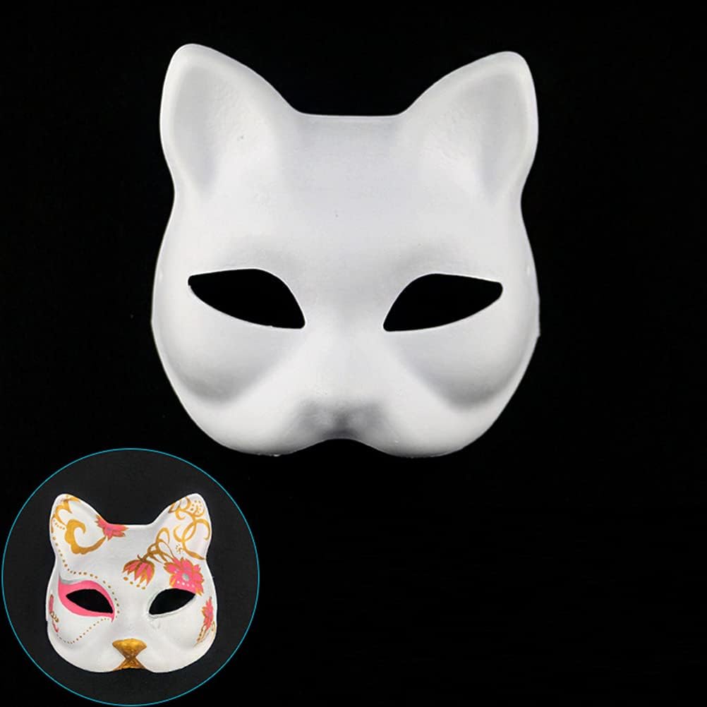 XYBHRC Cat Mask, 3PCS Therian Masks White Cat Masks Blank