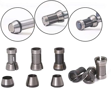 9-Pack High Precision Die Grinder Collet Set, 6mm 1/4 8mm Router Bit Collet Chuck Clamping Adapter for Engraving Trimming Machine Electric Router Milling Cutter