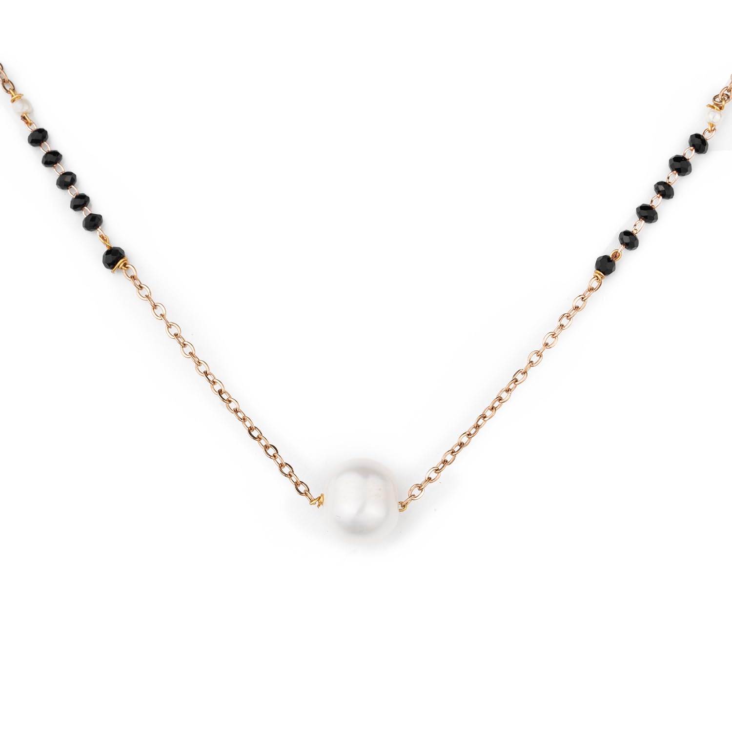 Mesmerize Black Beads Mangalsutra | Stylish Modern Designs | Rose Gold-Plated Traditional Jewellery for Women (Pearl) (B0CYTF36MR) Amazon Price History, Amazon Price Tracker