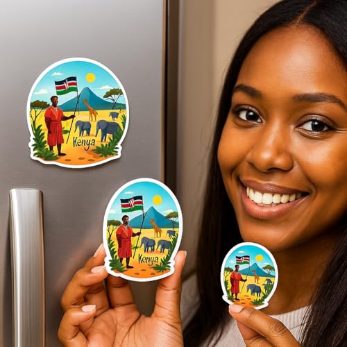 Image of Naxon Kenya Country Theme Souvenir Wooden Refrigerator Stylish Fridge Magnet - Fridge Decoration Magnet for Kitchen & Home Decor | Perfect Souvenir Gift | Size 3x3 Inches | Pack of 1