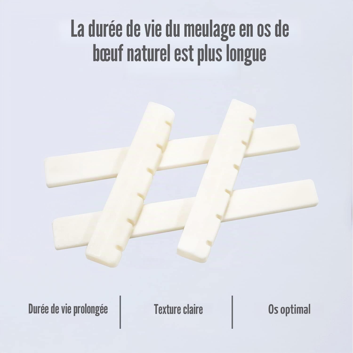 Selle de Pont de Guitare à Double Cadre et os Véritable Avec Papier de Sable 2pcs Compatible pour les Pièces de Guitare Classique à 6 Cordes