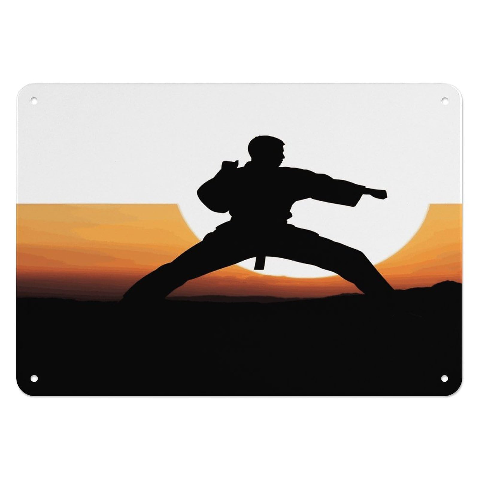 Fekiloot Style Karate Silhouette Wall Decor Iron Painting Metal Sign