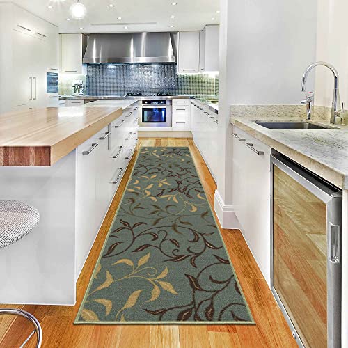 image for Ottomanson Ottohome Collection Non-Slip Rubberback Leaves Design 3x10 