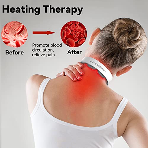 Fit King Neck Massager With Heat For Pain And Fatigue Relief, Electric Pulse Tens Neck Massager Cordless & Portable, Deep Tissue Massager For Neck, Women Men Gifts - 5 Modes 16 Intensities #TOP3