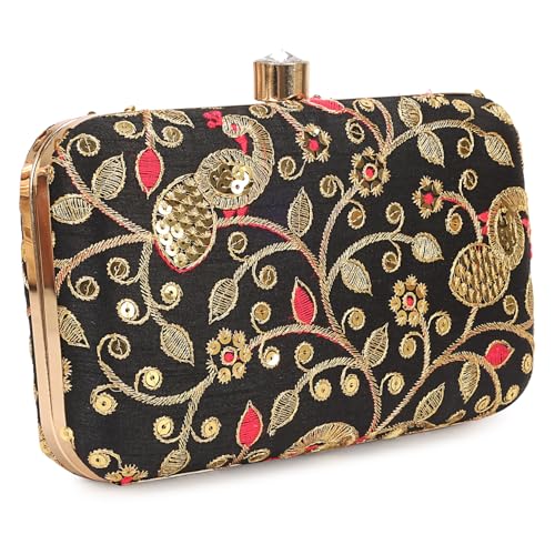 Image of LONGING TO BUY Hand Crafted Designer Box Clutch - Zari Embroidery For Women