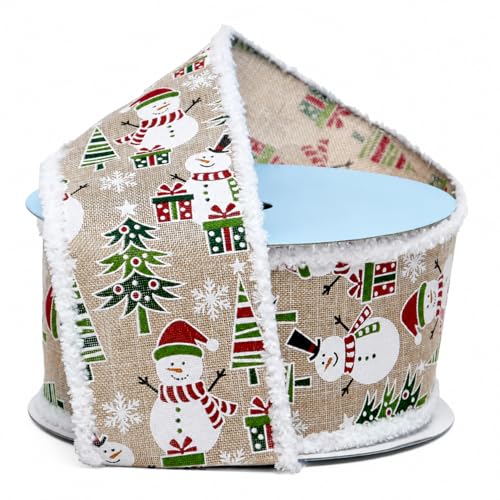 Fluffy Snowman Wired Edge Ribbon - 2 1/2" x 10 Yards