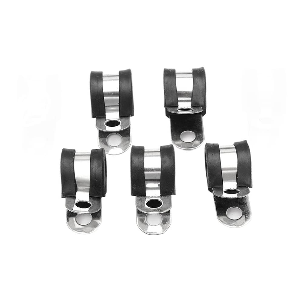 5PCS Rubber Lined P Clips Hose Pipe Clamp Stainless Steel for Tube Pipe or Wire Cord