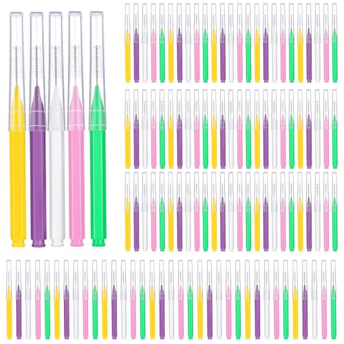 Image of Patelai 100 Pcs Braces Dental Brushes, Mixed Colors, Various Sizes