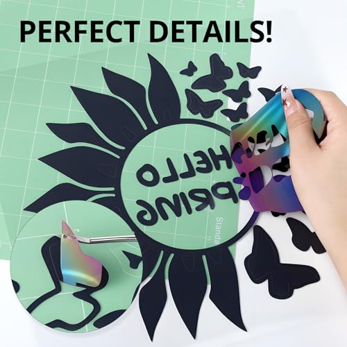 Image of HTVRONT Reflective HTV Heat Transfer Vinyl Roll - 12 inch x 8ft Reflective Iron on for Shirts, Reflective HTV for Cricut & Cameo - Easy to Cut & Weed for Heat Design (Reflective Rainbow)