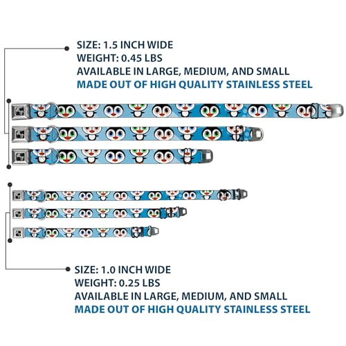 Collier pingouins bleu Buckle Down boucle en forme d'os sangle large robuste - 4