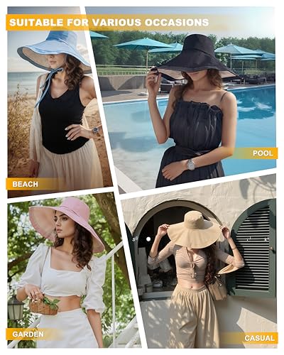 Sombrero de ala ancha para mujer con protección UV reversible miniatura 5