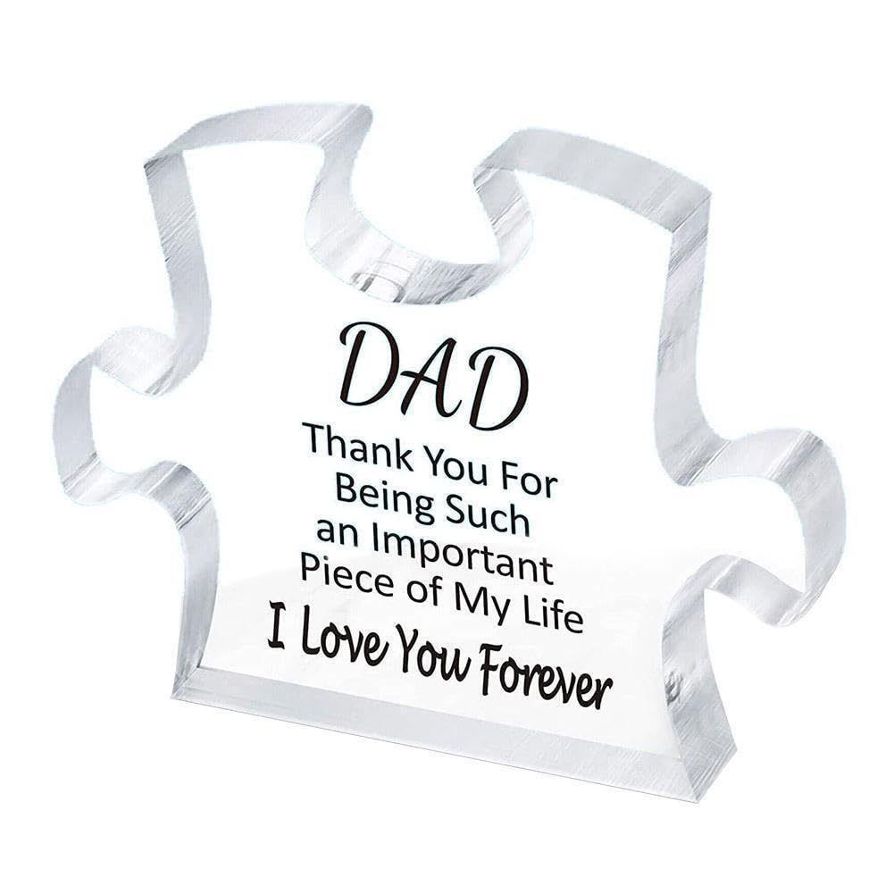 Engraved Acrylic Block Puzzle Gift for Mum, Dad, Sister and Bestie, Adorable Touching Sayings Engraved Gifts, Birthday, Mothers Day, Christmas, Fathers Day, Retirement Gift (For Dad)