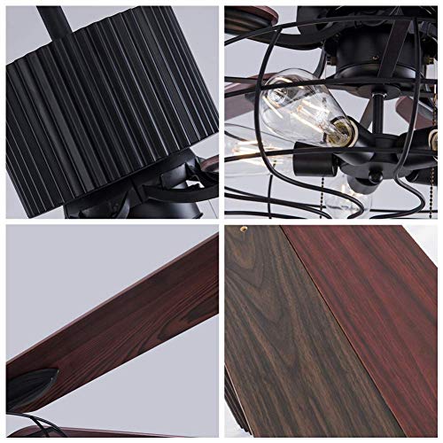 Fandian Modern Industrial Ceiling Fan With Lights Farmhouse Chandelier Remote Control Lamp 3 Speeds Reversible Lighting Fixture, Silent Motor, Bulbs Required #TOP7